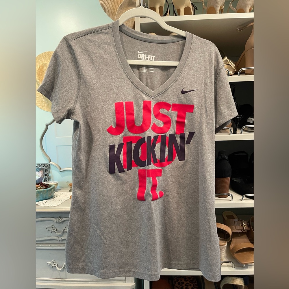 Nike Gray Tee with Red and Purple Graphic